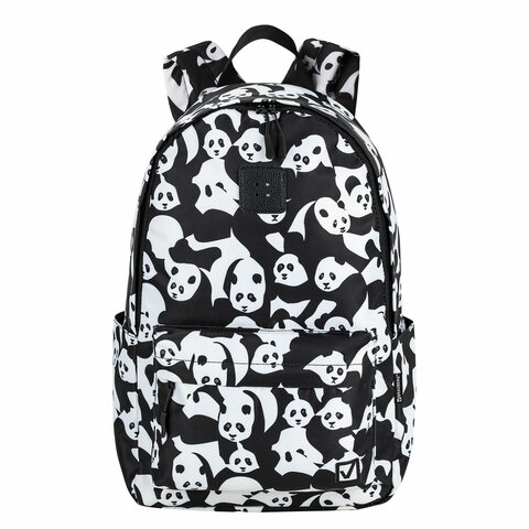 Рюкзак BRAUBERG POSITIVE универсальный, карман-антивор, "Pandas", 42х28х14 см, 270781