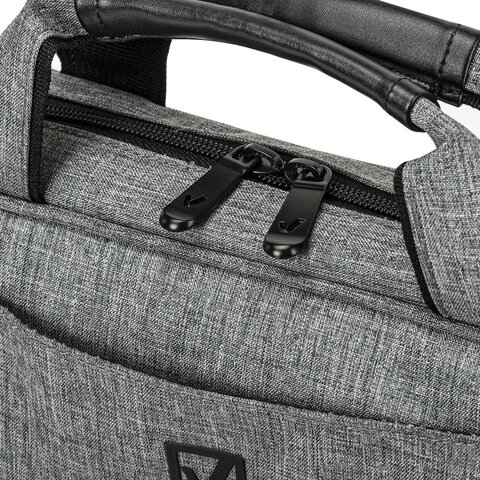 Сумка портфель BRAUBERG OFFICE с отделением для ноутбука 17,3", светло-серый меланж, 34х44х6 см, 272613