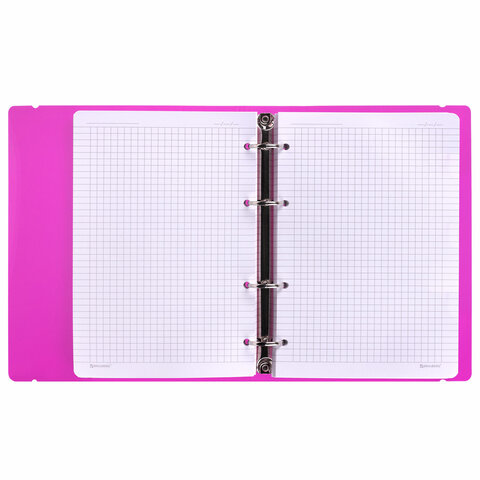 Тетрадь на кольцах А5 175х220 мм, 120 л., пластик, с резинкой, BRAUBERG, Розовый, 404622
