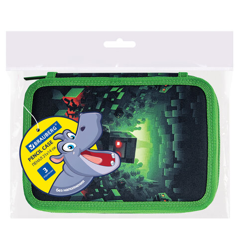 Пенал BRAUBERG, 3 отделения, полиэстер, 21х14 см, "Night warrior", 272333