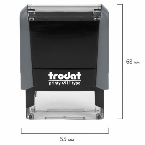 Штамп самонаборный 3-стр, 38х14 мм, синий, TRODAT 4911P4/DB, корпус СЕРЫЙ, КАССА В КОМПЛЕКТЕ, 43214