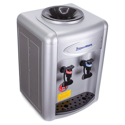 Кулер для воды AQUA WORK 0.7-TDR, настольный, НАГРЕВ/ЭЛЕКТРОННОЕ ОХЛАЖДЕНИЕ, 2 крана, серебро, 24762