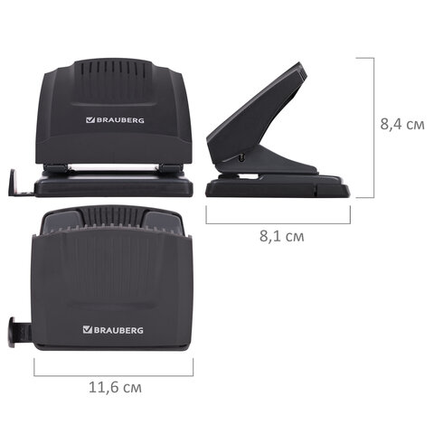 Дырокол BRAUBERG "SUPER", до 30 листов, черный, 272744