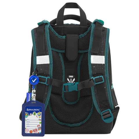 Ранец BRAUBERG PREMIUM, 2 отделения, с брелком, "Space mission", LED ЛАМПОЧКИ, 38х29х16 см, 270599