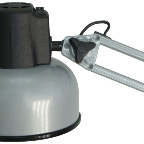 Настольная лампа светильник Бета на струбцине, цоколь Е27, серебро