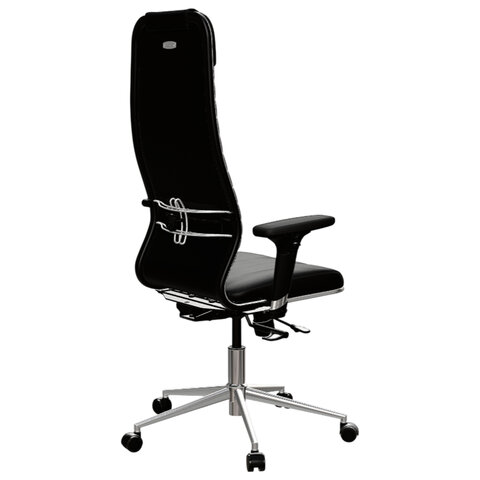 Кресло МЕТТА "ErgoLife" 10 B1-117D, хром, синхромеханизм, 2D-подлокотники, экокожа, черное