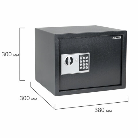 Сейф мебельный DASWERK (ДАСВЕРК) SC-300EL (300х380х300 мм), электронный замок, графит, 291346