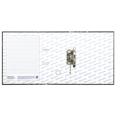 Папка-регистратор ШИРОКИЙ КОРЕШОК 90 мм с мраморным покрытием, черная, BRAUBERG, 271833