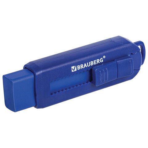 Ластик выдвижной BRAUBERG "Slider", 88х26х16 мм, синий, блистер, 271984