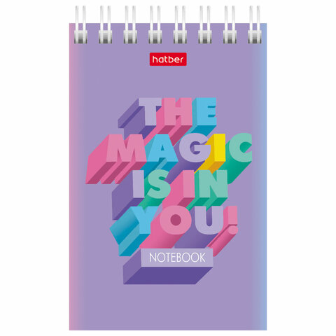 Блокнот МАЛЫЙ ФОРМАТ А7 65х100 мм, 40 л., гребень, картон, клетка, дисплей, HATBER, Ассорти, 031285, 40Б7B1гр