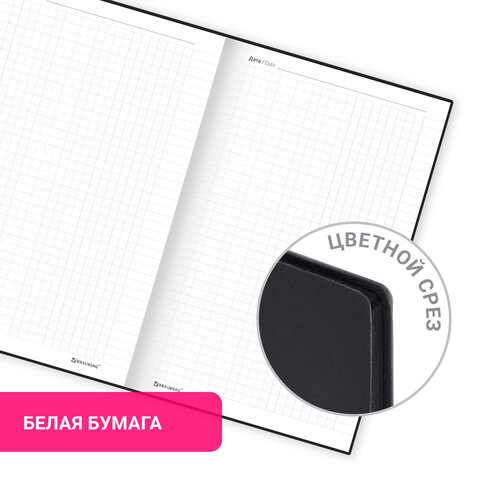 Блокнот А5 138x213 мм, BRAUBERG "Personal", под кожу, 80 листов, клетка, черный, 116608