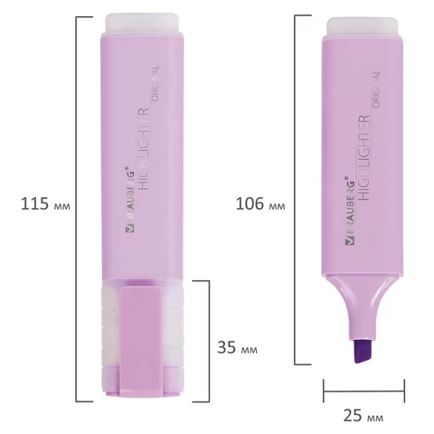 Текстовыделитель BRAUBERG "ORIGINAL PASTEL", ЛАВАНДОВЫЙ, линия 1-5 мм, 151695