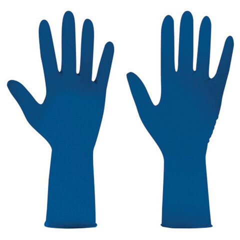 Перчатки латексные смотровые 25 пар (50 штук), размер 8-9, L (большой), синие, SAFE&CARE High Risk DL/TL210