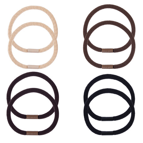 Резинки для волос НАБОР 6 шт., 0,4х14 см, чёрный, коричневый, бежевый, MONTE VITA (МОНТЕ ВИТА), 457043