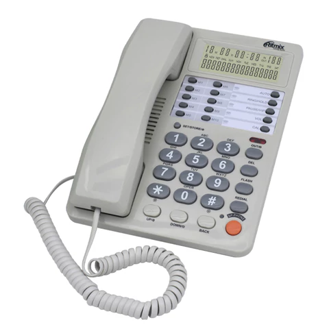 Телефон RITMIX RT-495 white, АОН, спикерфон, память 60 номеров, тональный / импульсный режим, белый, 80002153