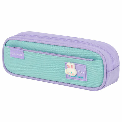 Пенал-футляр BRAUBERG, 2 отделения, 3D-элемент, полиэстер, "Cute bunny", 23х8х5 см, 273571