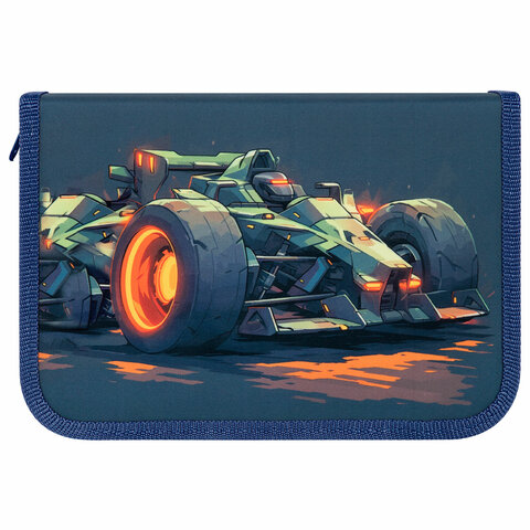 Пенал ПИФАГОР, 1 отделение, 2 откидные планки, полиэстер, 20х14 см, "Speed bolid", 273479