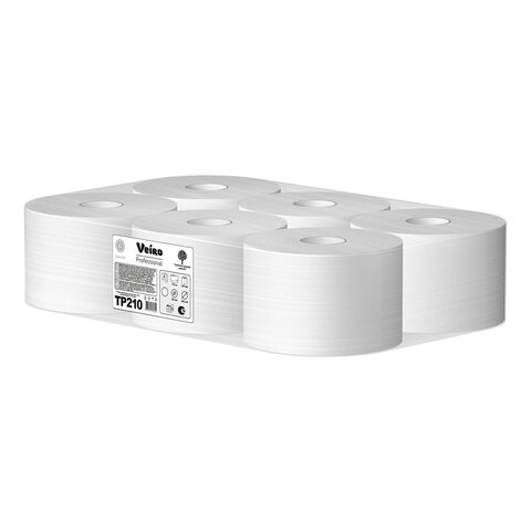 Бумага туалетная 215 м, VEIRO (Система T8), КОМПЛЕКТ 6 шт., с центральной вытяжкой, Comfort, 2-слойная, TP210