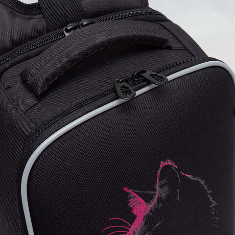 Ранец GRIZZLY анатомическая спинка, 2 отделения, для девочек, "SPARKLING CAT", 37х26х16 см, RAw-594-4/1