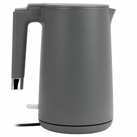 Чайник электрический с двойными стенками SONNEN KT-8719G, 1,5 л, 2200 Вт, графитовый, 454693