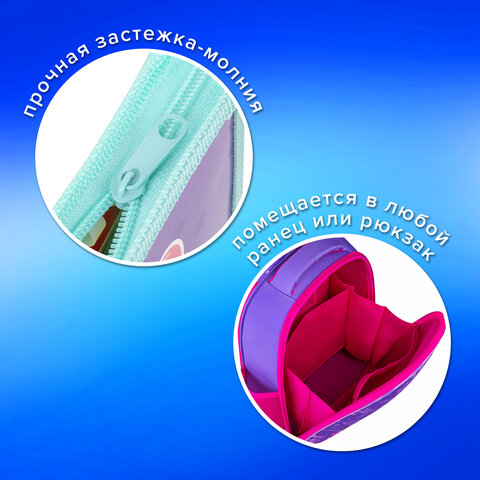 Папка для тетрадей ПИФАГОР А4, 1 отделение, картон/пластик, на молнии, "Bike cats", 272125