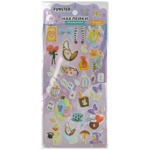 Наклейки гелевые "Акварельные мечты", 17,5х9 см, ассорти 6 видов, FUNSTER (ФАНСТЕР), 666096