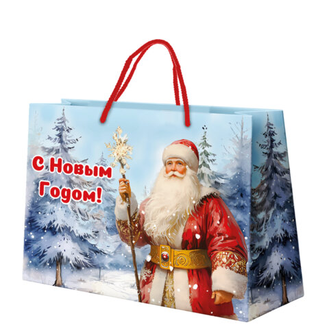 Пакет подарочный (1шт) новогодний, 27x11x20см, "Ретро Новый Год", ламинация, ассорти, ЗОЛОТАЯ СКАЗКА, 592440