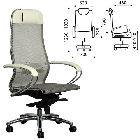 Кресло офисное МЕТТА "SAMURAI" S-1.04, сверхпрочная ткань-сетка, бежевое