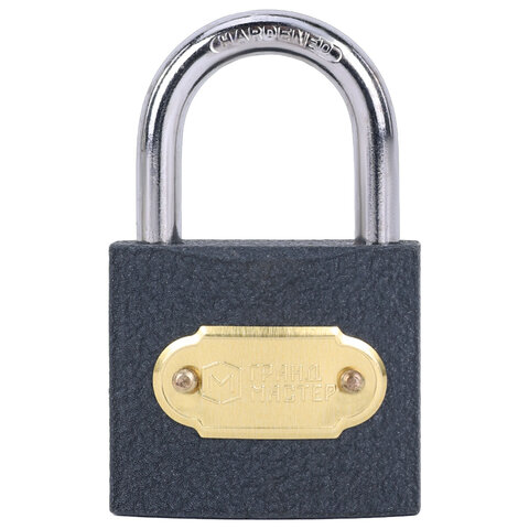 Замок навесной чугунный "Стандарт", ширина 38 мм, английский, 3 ключа, ГРАНДМАСТЕР, 671291