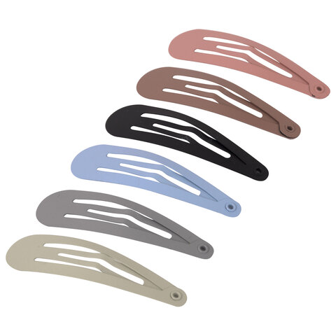 Заколки для волос НАБОР 12 шт., 5 см, клик-клак, матовый, пастельные цвета, MONTE VITA (МОНТЕ ВИТА), 457094