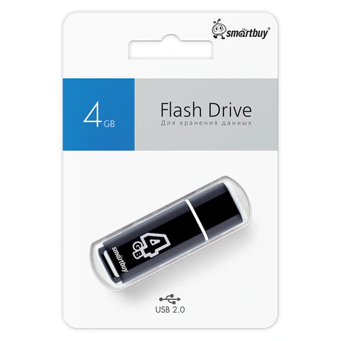 Флеш-диск 4 GB, SMARTBUY Glossy, USB 2.0, черный, SB4GBGS-K