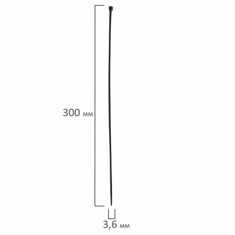 Хомуты (стяжки), нейлоновые, 3,6 мм х 300 мм, комплект 100 шт., черные, европодвес, 57-0301