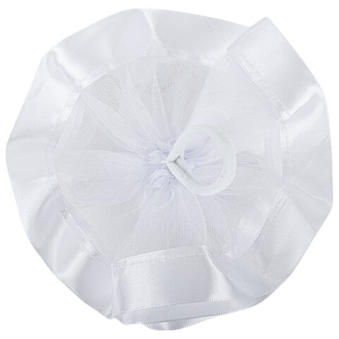 Бант для волос НАБОР 2 шт., диаметр 17 см, на резинке, белый, MONTE VITA (МОНТЕ ВИТА), 457115