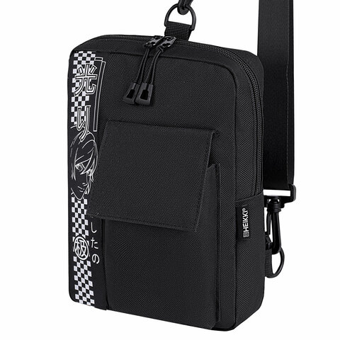 Сумка на плечо HEIKKI TORRENT (ХЕЙКИ) с карманом, "Anime face", черная, 25х18х3 см, 272637