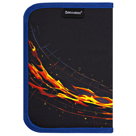 Пенал BRAUBERG, 1 отделение, 2 откидные планки, полиэстер, 21х14 см, "Burning ball", 273529