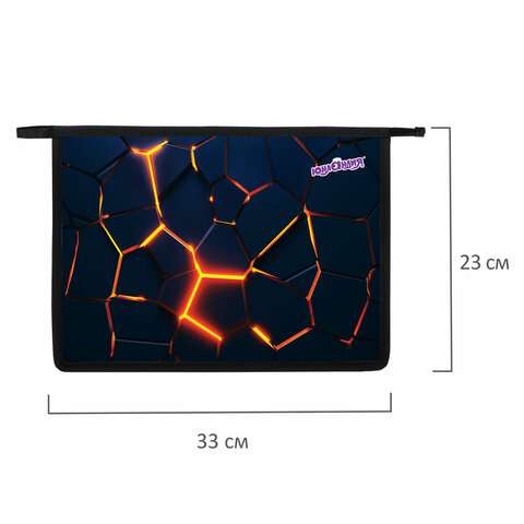 Папка для тетрадей ЮНЛАНДИЯ А4, 1 отделение, пластик, на молнии, "Volcano split", 273350
