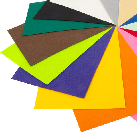 Фетр жесткий А4, 1 мм, 15 листов, 15 цветов, плотность 160 г/м2, ОСТРОВ СОКРОВИЩ, 665668