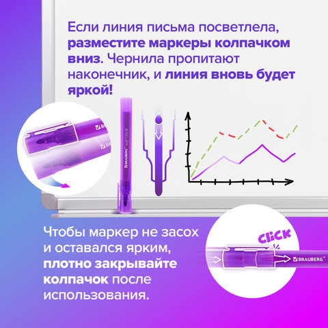 Маркеры стираемые для белой доски НАБОР 12 ЦВЕТОВ, BRAUBERG "MULTICOLOR", 3 мм, 152121