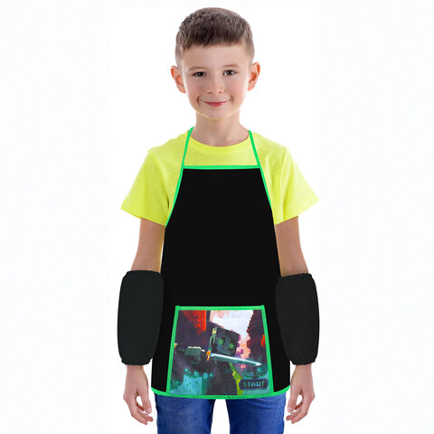 Фартук с нарукавниками для уроков труда ПИФАГОР, 1 карман, 46х54 см, "Sharp sword", 273625