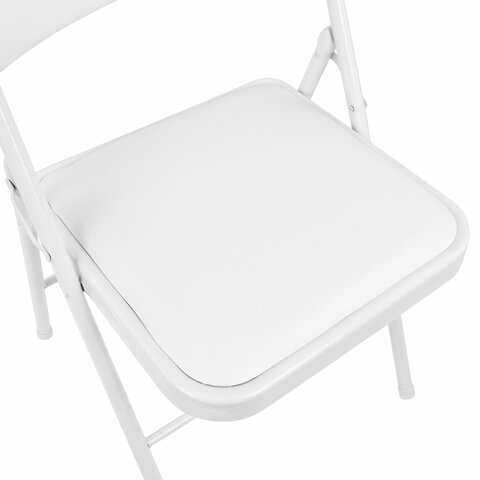 Стул складной BRABIX "Golf Plus CF-003 КОМФОРТ", белый каркас, кожзам белый, В КОРОБЕ, 533028