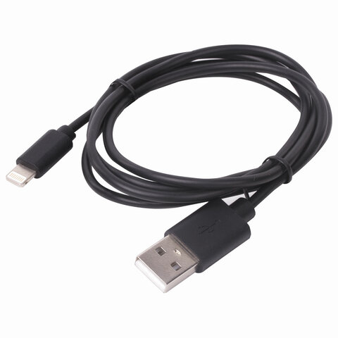 Кабель USB 2.0 – Lightning, 1 м, SONNEN, медь, для передачи данных и зарядки, черный, 513116