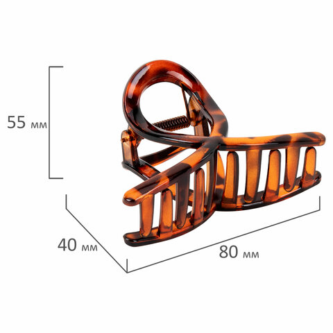 Краб для волос 8 см, глянцевый, черепаховый, MONTE VITA (МОНТЕ ВИТА), 457008