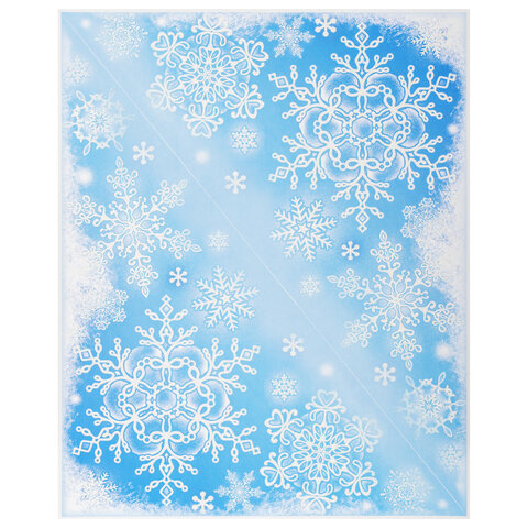 Украшение для окон и стекла ЗОЛОТАЯ СКАЗКА "Морозные узоры 4", 30х38 см, ПВХ, 591226