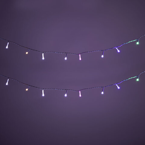 Электрогирлянда-нить комнатная 10 м, 120 LED, вид: "Стандарт", пастельная мультицветная, ЗОЛОТАЯ СКАЗКА, 592472