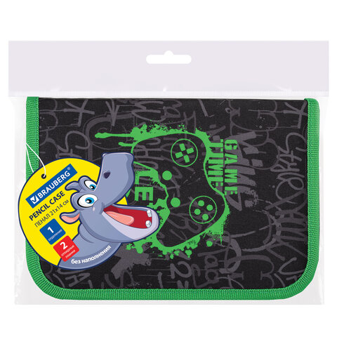 Пенал BRAUBERG, 1 отделение, 2 откидные планки, полиэстер, 21х14 см, "Game time", 272321