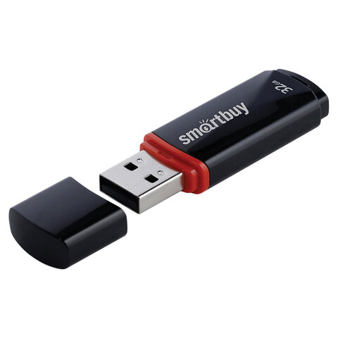 Флеш-диск 32 GB, SMARTBUY Crown, USB 2.0, черный, SB32GBCRW-K