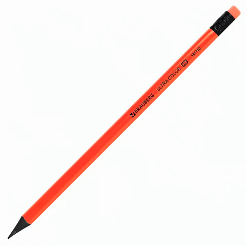 Набор карандашей чернографитных BRAUBERG "ULTRA COLOR" 12 шт., HB, с ластиком, пластиковые, 181710