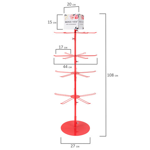 Стойка-вертушка настольная MONTE VITA (МОНТЕ ВИТА), 108х44см, 4 ряда, 22 крючка, 507506