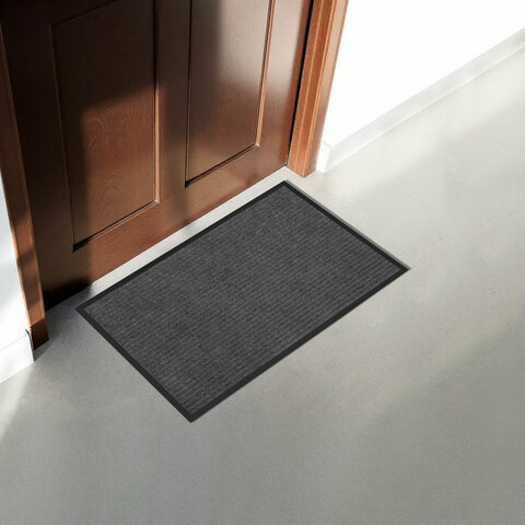 Коврик придверный 50х80 см, СЕРЫЙ, влаго-грязезащитный, 430 г/м2, ребристый, ЛЮБАША СТАНДАРТ, 701033
