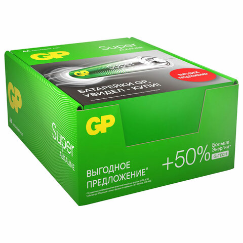 Батарейки КОМПЛЕКТ 4 шт., GP Super G-Tech, AA (LR06, 15 А), алкалиновые, пальчиковые, в пленке, 15AA21, 15ARS-2SB4